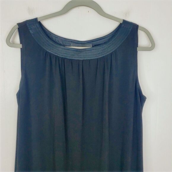 Donna Morgan Little Black Dress Silk Trim Shift Modest Formal Evening Womens 10 - Picture 3 of 8